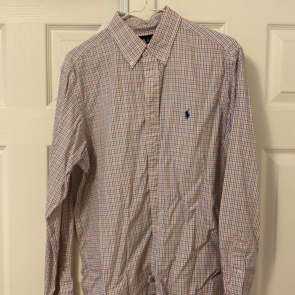 Orange and blue stripped Ralph Lauren shirt